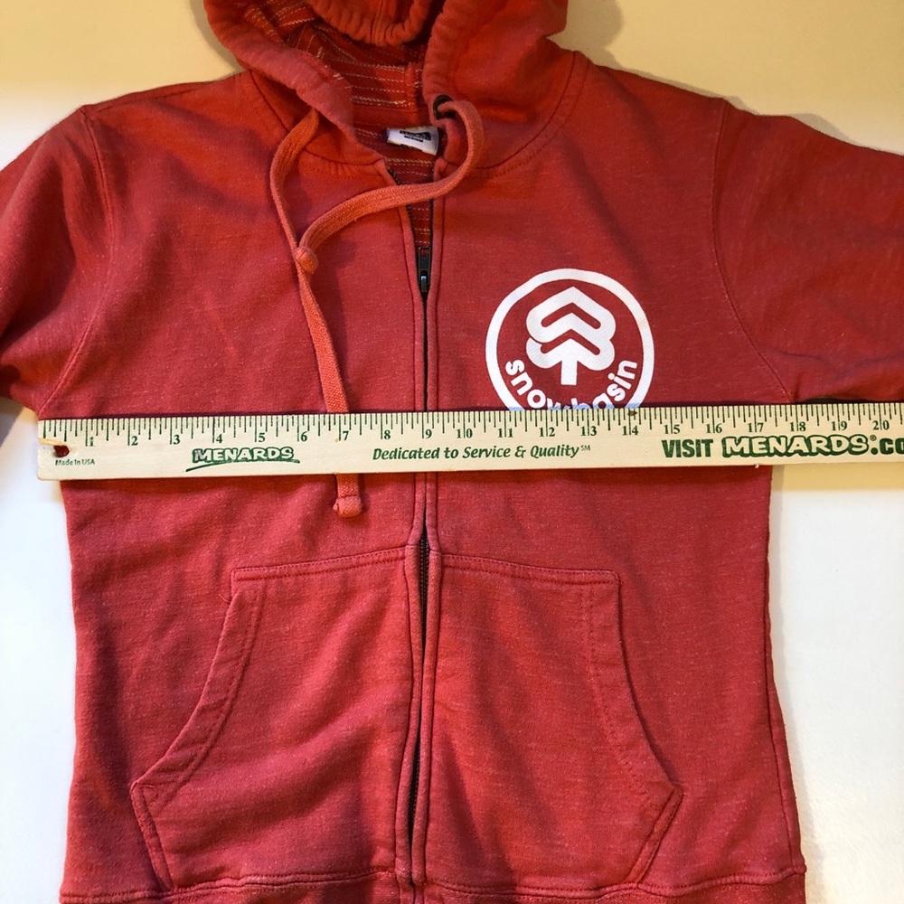 Red/orange heather zip-up hoodie with Snowbasin logo - Picture 9 of 10